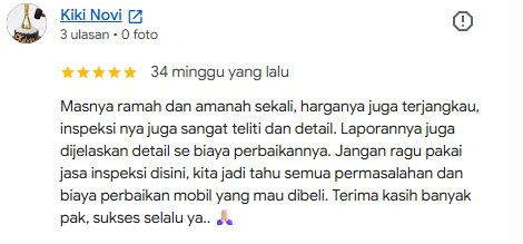 Ulasan Google pelanggan Inspekta 5