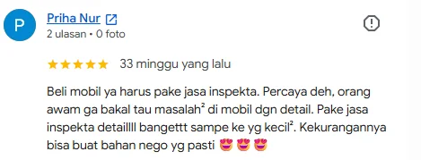 Ulasan Google pelanggan Inspekta 6