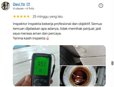 Ulasan Google pelanggan Inspekta 12
